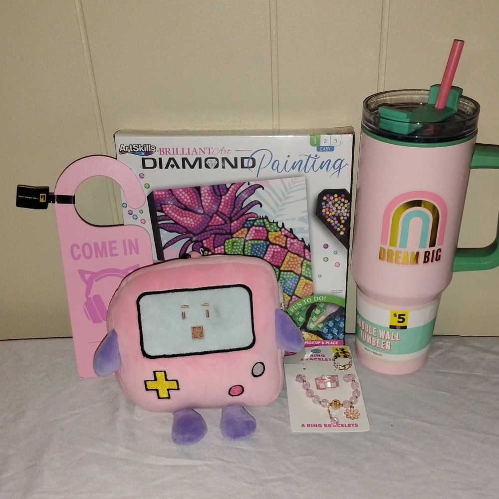 Teen Girl Gaming Bundle 6 Pieces Incl Tumbler, Stuffy, Diamond Painting, All NWT